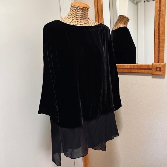 Eileen Fisher Silk and Velvet Layered Tunic - Picture 1 of 3